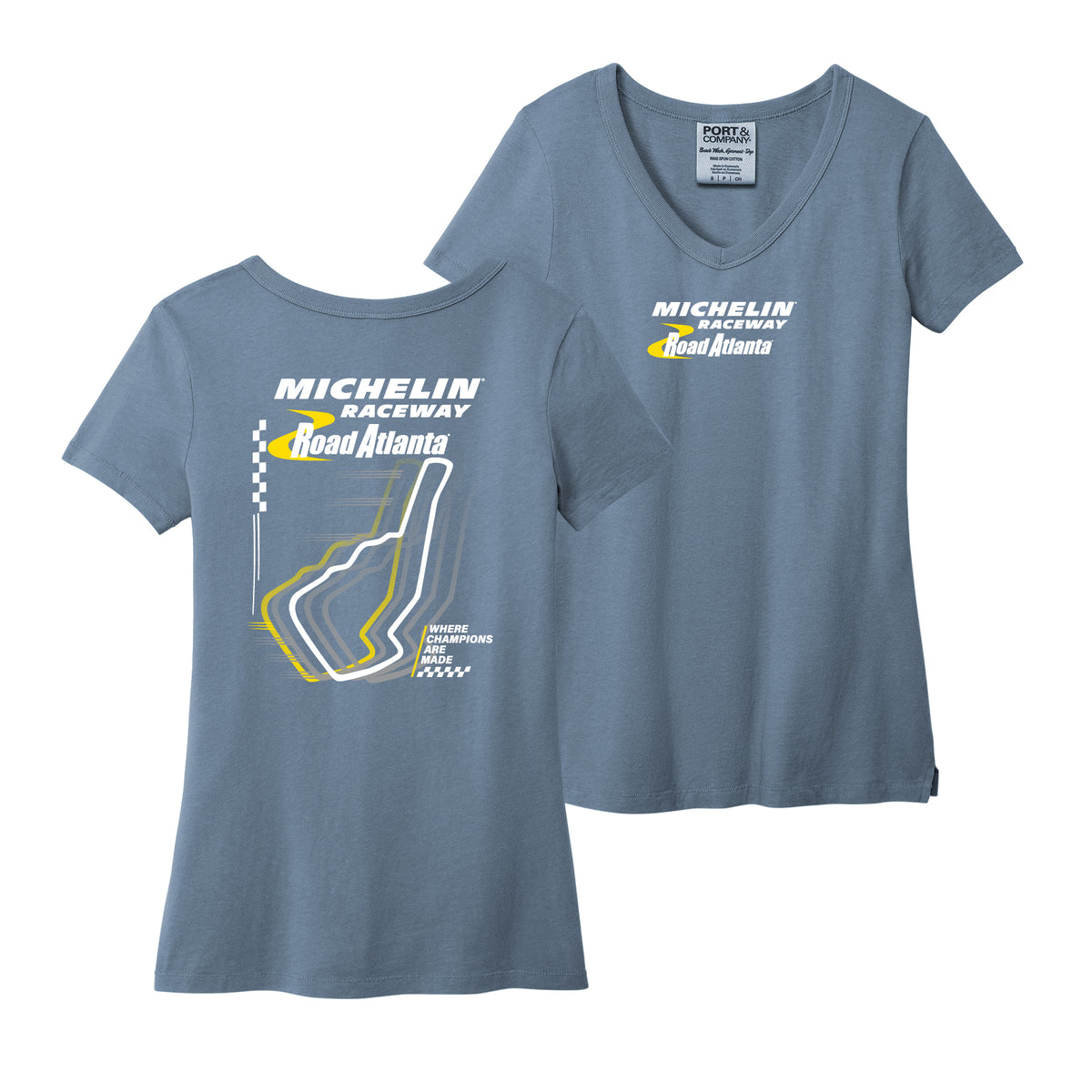 MRRA Ladies Garment Dyed Track Tee - Faded Denim