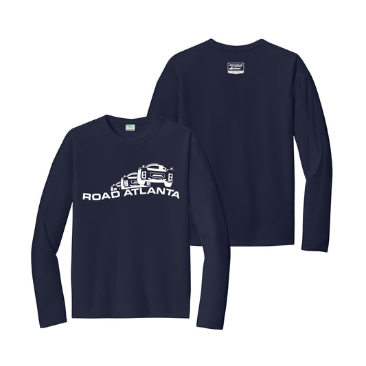 Road Atlanta Vintage Logo Performance Long Sleeve Tee - Navy